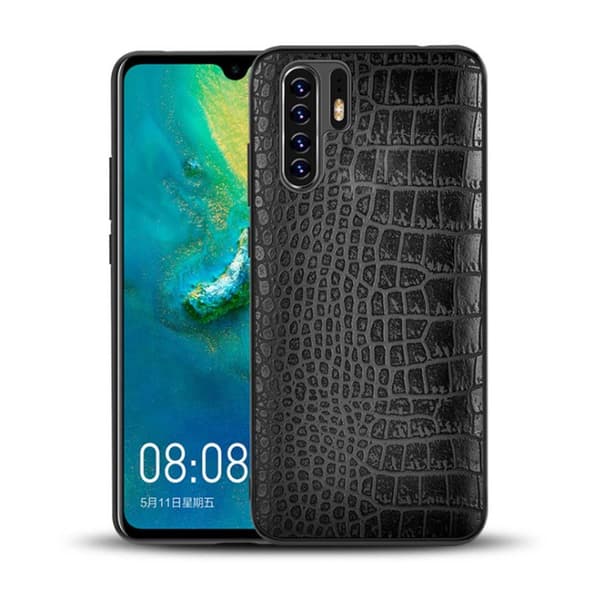 Huawei P30 Mobile Shell Musta nahkainen nahkakrokotiilikuori