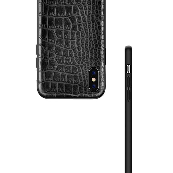 iPhone 8 plus mobil shell sort læder læder krokodil shell