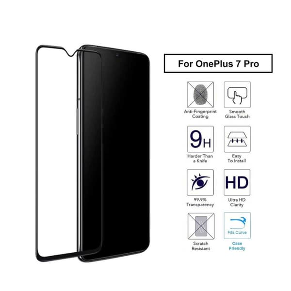 OnePlus 7 Pro Heltäckande HD Skärmskydd Kolfiber Härdat Glas