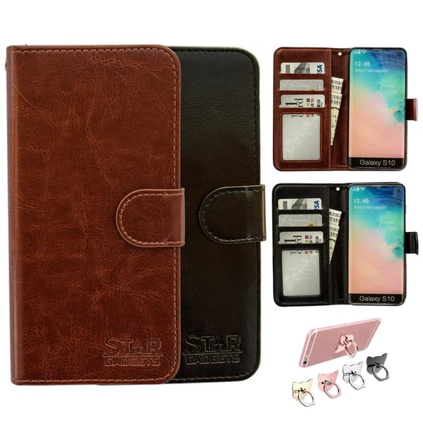 Samsung Galaxy S10 - PU Leather Wallet Case Brown