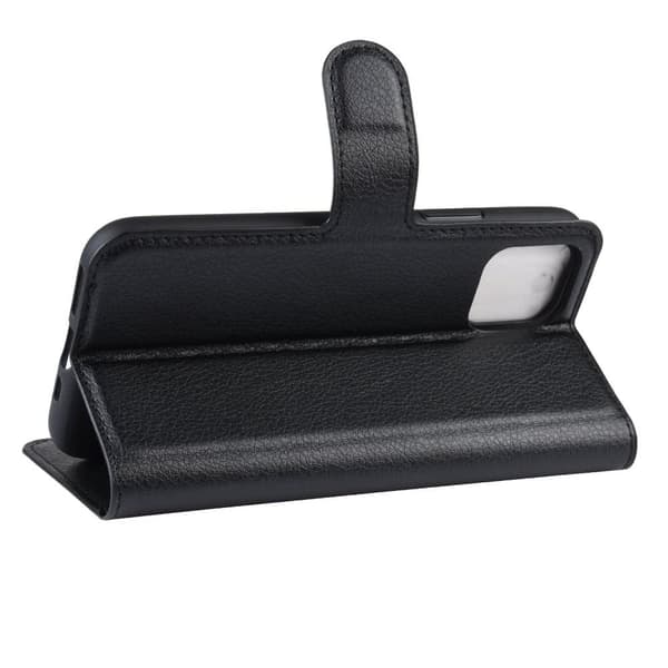 iPhone 11 Plånboksetui Litchi Kortholder Sort