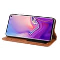 Pikkukuva 4 / 4: Samsung Galaxy S10E Kotelo Vintage PU-nahka Ruudukon Kuvio Ruskea