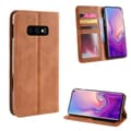 Pikkukuva 1 / 4: Samsung Galaxy S10E Kotelo Vintage PU-nahka Ruudukon Kuvio Ruskea