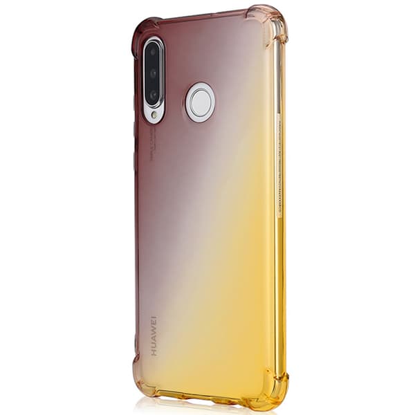 Huawei P30 Lite - Robust Stilsäkert Silikonskal Svart/Guld
