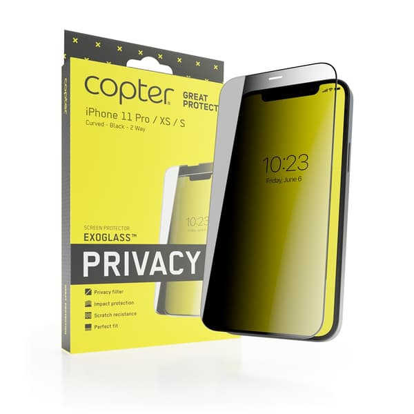Copter iPhone X/Xs/11 Pro Näytönsuoja ExoGlass Privacy Curved