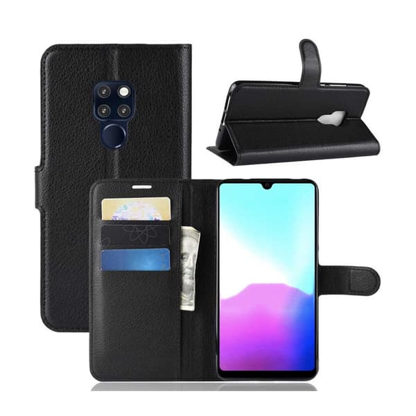 Huawei P20 Pro Plånboksfodral Svart Läder Skinn Fodral
