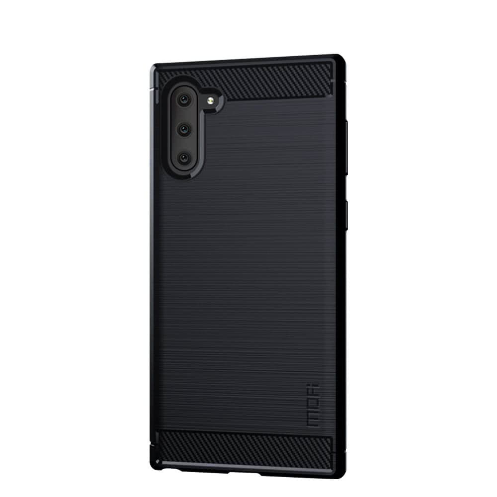 MOFI Samsung Galaxy Note 10 Skal TPU Borstad Kolfibertextur Mörkblå