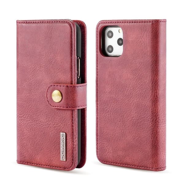 DG.MING iPhone 11 Pro Max Split Läder Plånboksfodral - Röd