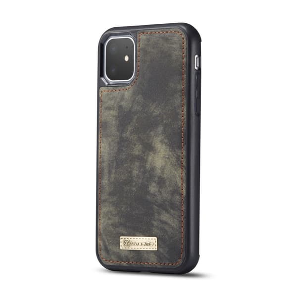 CASEME iPhone 11 Retro Split läder plånboksfodral - Grå