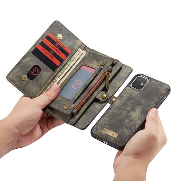 CASEME iPhone 11 Retro Split läder plånboksfodral - Grå