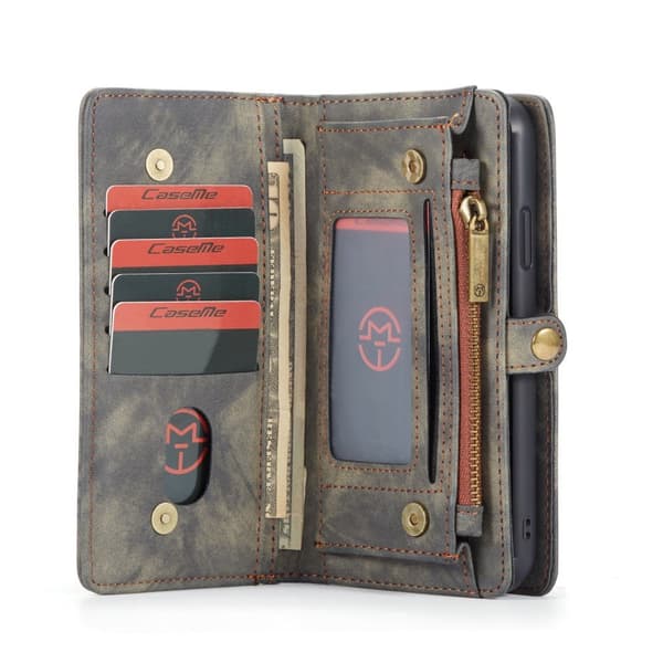 CASEME iPhone 11 Retro Split läder plånboksfodral - Grå