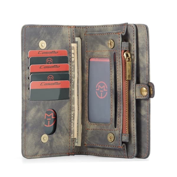 CASEME iPhone 11 Retro Split läder plånboksfodral - Grå