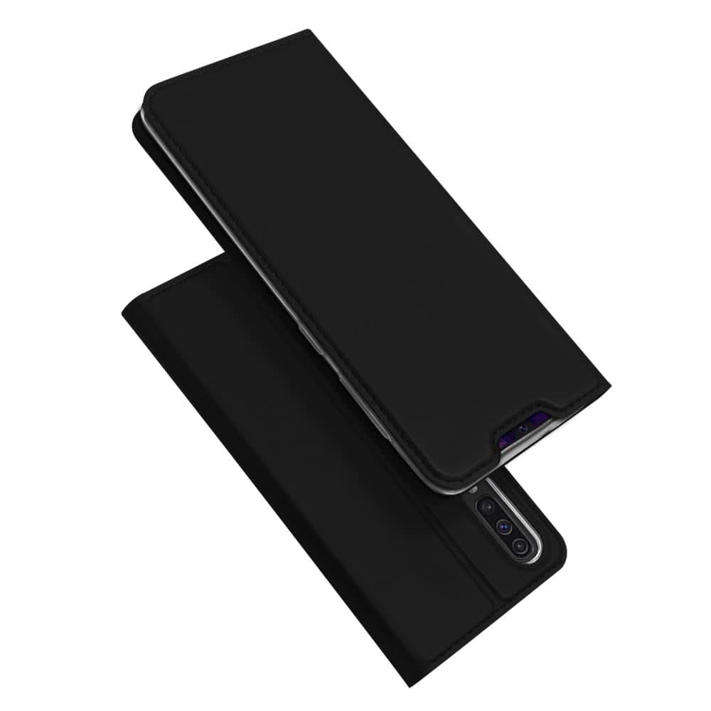 Samsung Galaxy A70 Suojakotelo Skin Pro Series PU-nahka Korttitasku Musta