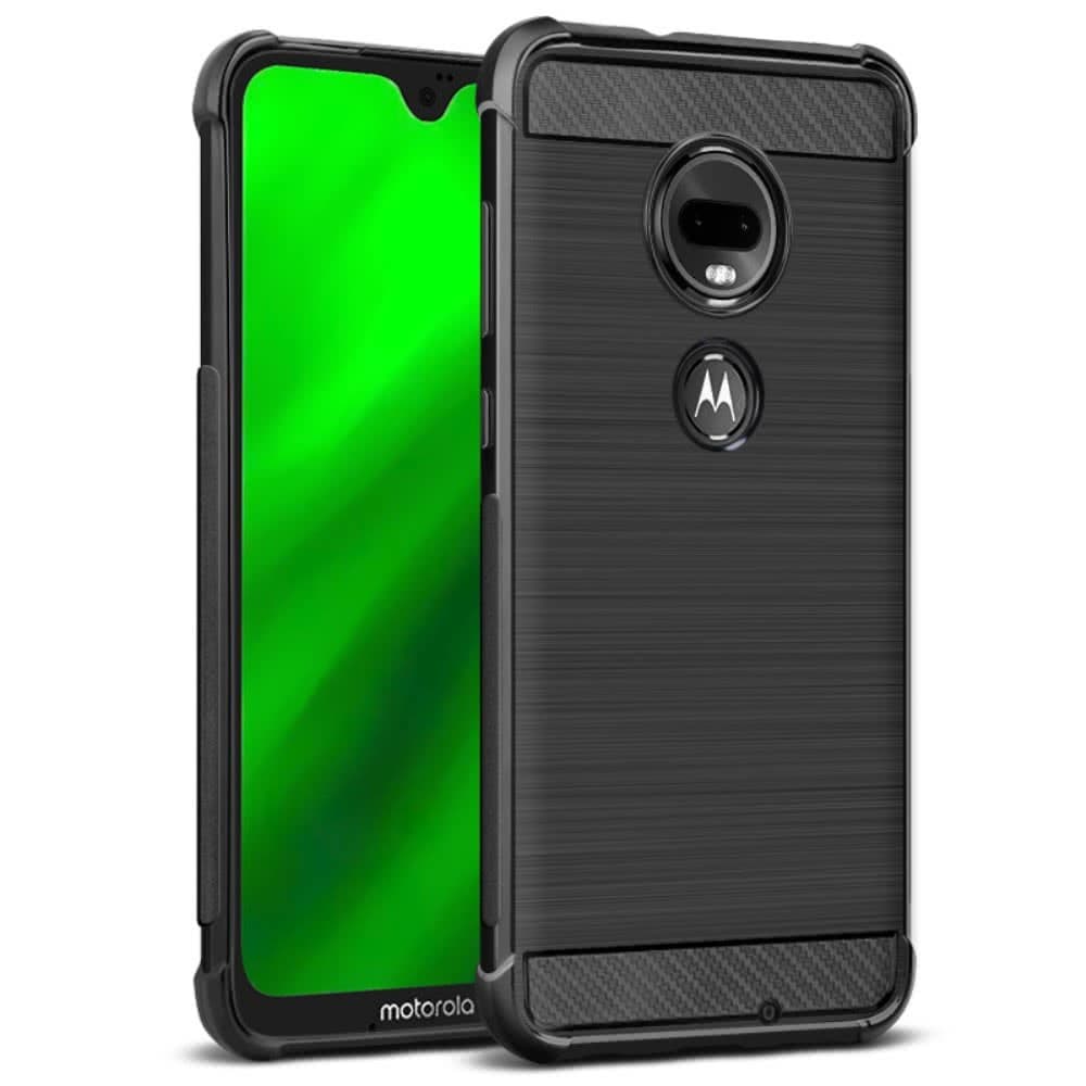 Motorola Moto G7 / G7 Plus Suojakuori Vega Series Harjattu Hiilikuiturakenne TPU-materiaali-materiaali Musta