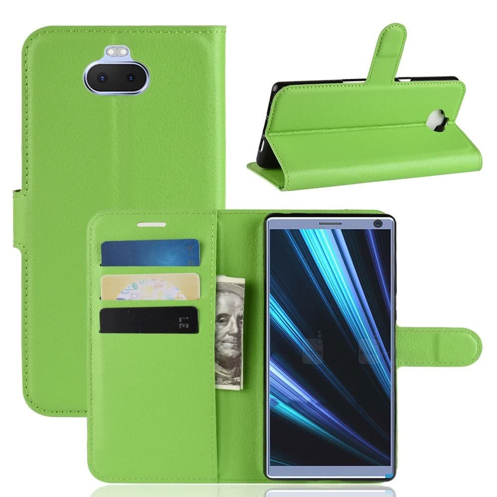 Sony Xperia 10 Plånboksfodral Litchi PU-läder Grön
