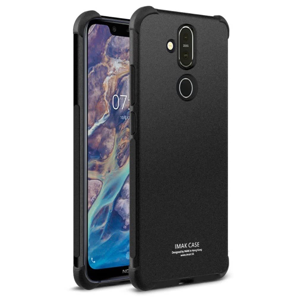 Nokia 8.1 Suojakuori Airbag Sandtextur TPU-materiaali-materiaali Musta