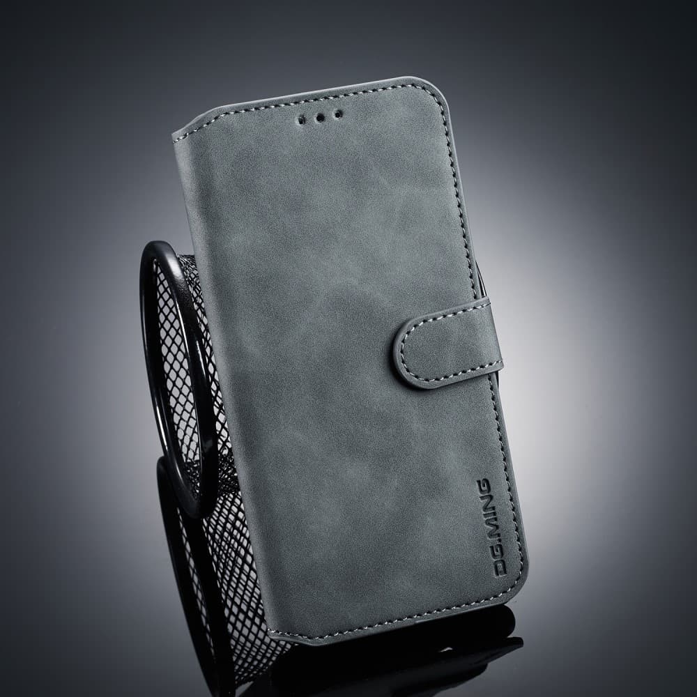DG.MING Samsung Galaxy J6 Plus Plånboksfodral Retro PU-läder Grå