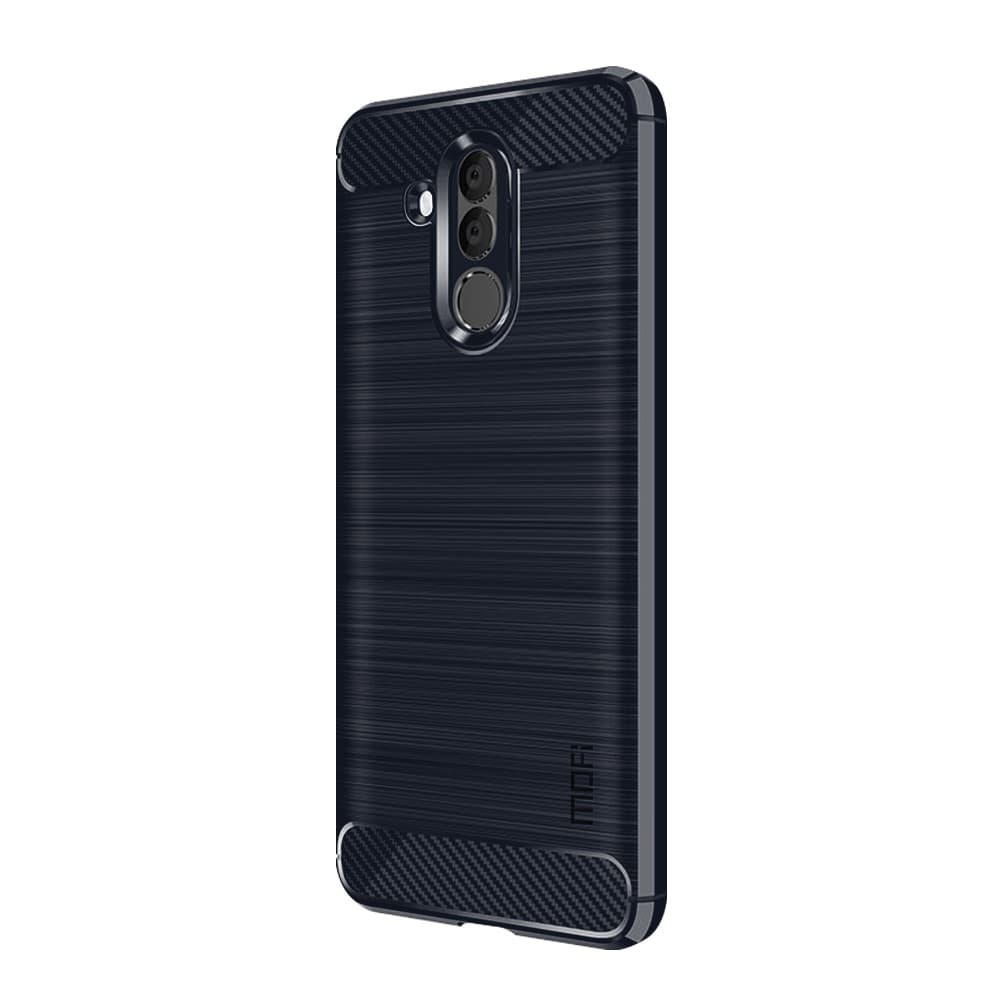 MOFI Huawei Mate 20 Lite Skal TPU Borstad Kolfiber Design Mörkblå