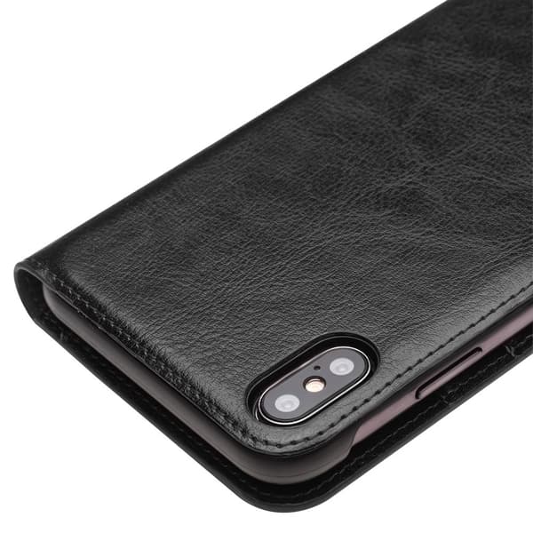 Aito Nahka Kotelo Korttitaskulla Apple iPhone Xs Max Musta