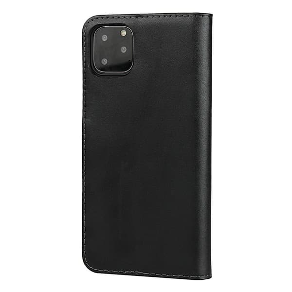 Til iPhone 11 Split Læder Pung Standetui - Sort