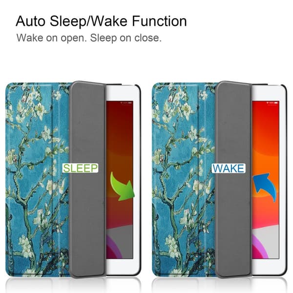 Apple iPad 10.2 (2019) Pattern PU Trifoldet Stand Tablet-Taske - Blomst