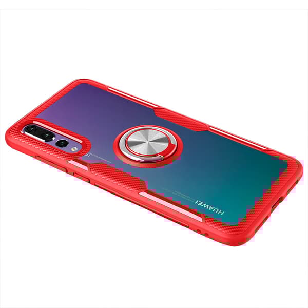 Professionellt Skal med Ringhållare Leman - Huawei P20 Pro Röd/Silver