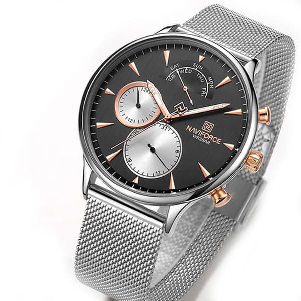 Lyxig Slittålig Herrklocka från NaviForce Svart/Silver