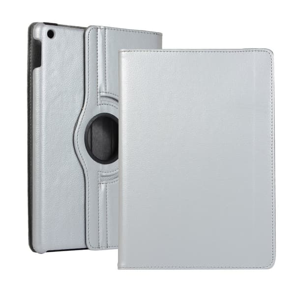 Apple iPad 10.2 2021/2020 Litchi Texture Stand Tabletetui - Sølv