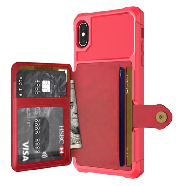 Skal med Kortfack - iPhone X/XS Röd
