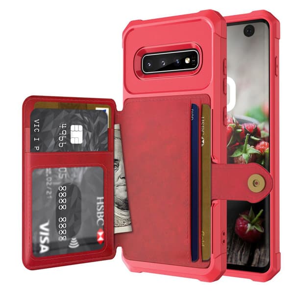 Skal med Kortfack - Samsung Galaxy S10E Röd