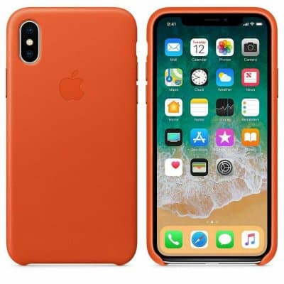 Apple iPhone X Läderskal Original - Ljusorange