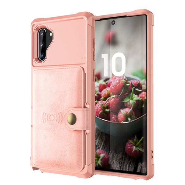 Samsung Galaxy Note10 - Stilrent Skal med Kortfack Roséguld