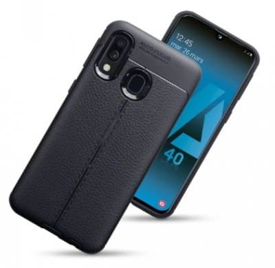 Mobilskal Samsung Galaxy A40 Läder Look Svart