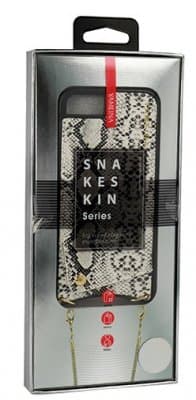 Mobilskal iphone X/Xs Snake Skin Vit med halsrem
