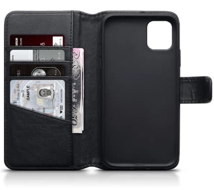 iPhone 11 Pro Plånboksfodral Äkta Läder - Svart