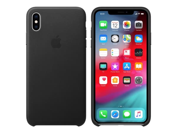 Apple - Baksidedeksel for mobiltelefon - lær - svart - for iPhone XS Max