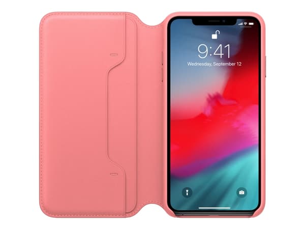 Apple Folio - Lommebok for mobiltelefon - lær - peonrosa - for iPhone XS Max