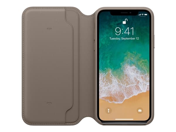 Apple - Vikbart fodral för mobiltelefon - läder - mullvad