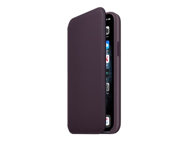 Apple Folio - Lommebok for mobiltelefon - lær - aubergine - for iPhone 11 Pro