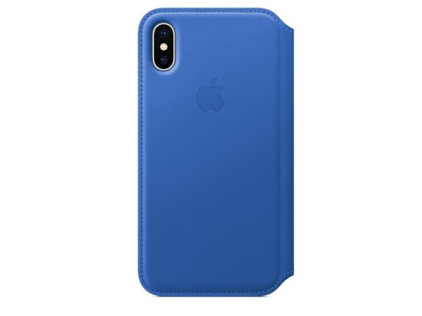 Apple - Vikbart fodral för mobiltelefon - läder - electric blue