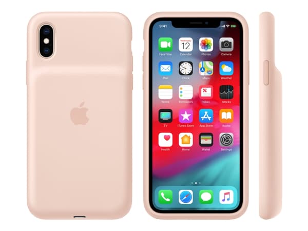 Apple Smart - Batterikasse baksidedeksel for mobiltelefon - silikon, elastomer - rosa sand - for iPhone XS