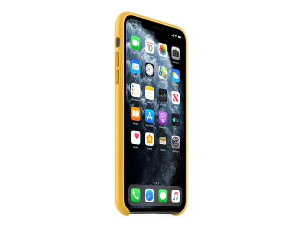 Apple - Baksidedeksel for mobiltelefon - lær, maskinert aluminium - meyer-sitron - for iPhone 11 Pro Max