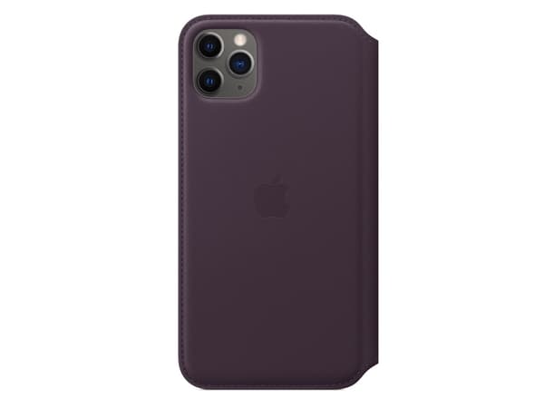 Apple Folio - Lommebok for mobiltelefon - lær - aubergine - for iPhone 11 Pro Max