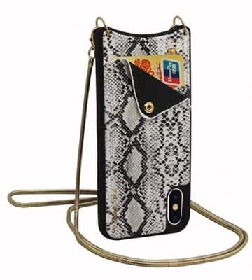 Mobilskal iPhone 7 Plus/8 Plus Snake Skin Vit med halsrem