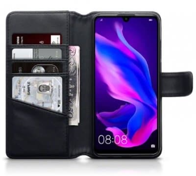 Plånboksfodral Huawei P30 Lite Äkta Läder Svart