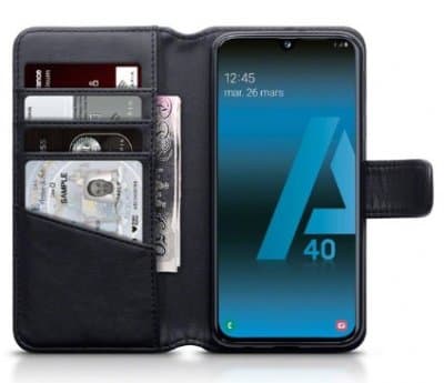 Mobilväska Samsung Galaxy A6 2018 Äkta Läder Svart