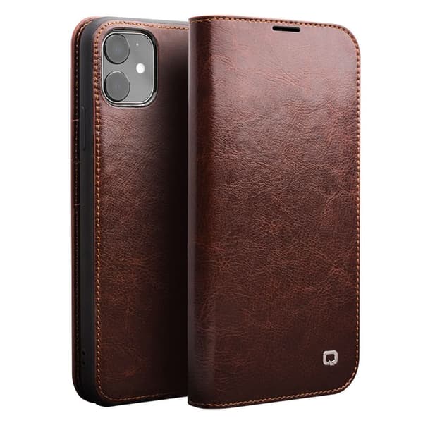 iPhone 11 Etui Ægte Læder Kortholder Brun