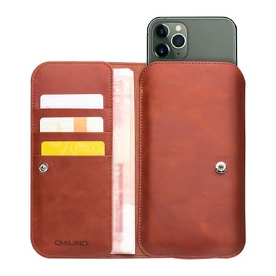 iPhone 11/11 Pro/11 Pro Max Laukku Korttitaskulla Aito Nahka Ruskea