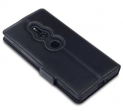 Mobilväska Sony Xperia XZ2 Svart Slim Äkta Läder