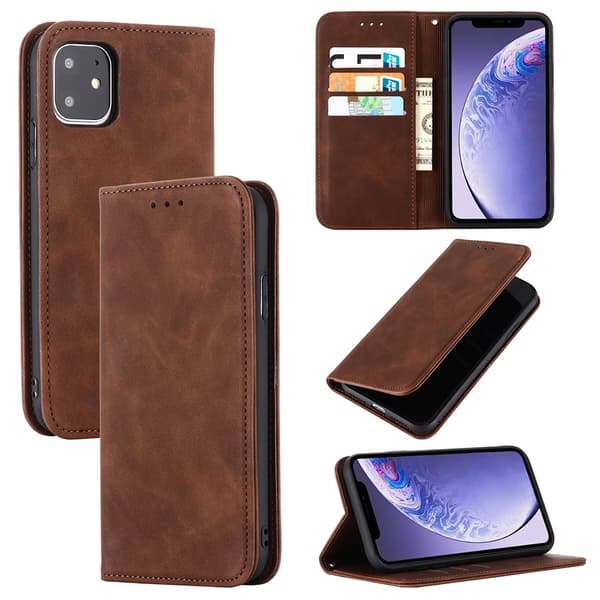 Robust Skyddande Plånboksfodral - iPhone 11 Mörkbrun